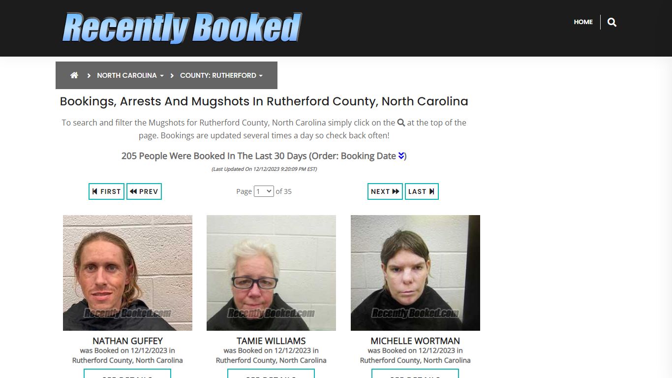Bookings, Arrests and Mugshots in Rutherford County, North Carolina